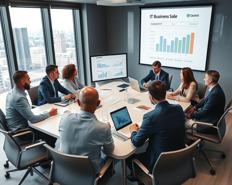 IT business exit strategy team meeting